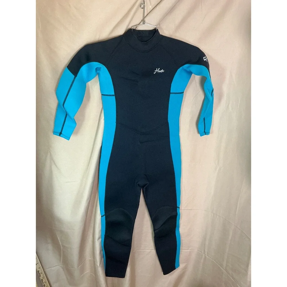 Hevto Wetsuit Kids Size 12 Black Blue New 3/2mm Neoprene Full Body‎ Long Sleeve